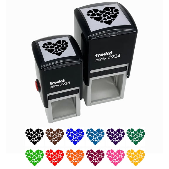 Hearts in Heart Valentine's Day Self-Inking Rubber Stamp Ink Stamper - Blue Ink - Large 1-1/2 Inch