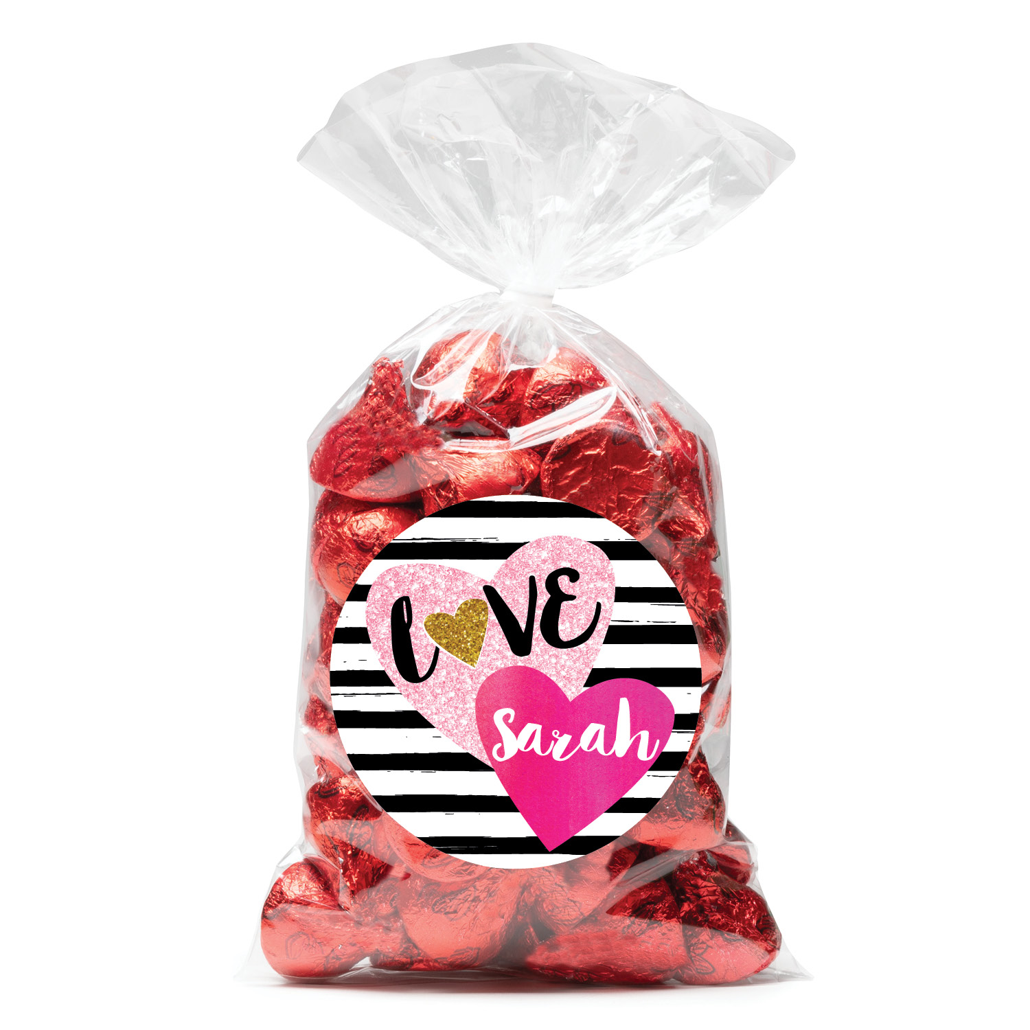 Hearts of Love Personalized 24 PC Sticker and Treat Bag Set - image 1 of 2