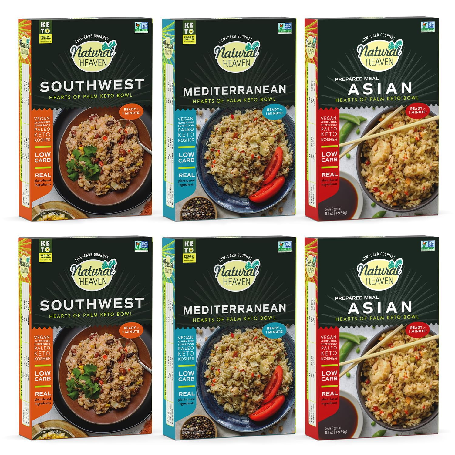 Hearts of Palm Keto Food Bowl Variety 6Pack Asian, Southwest