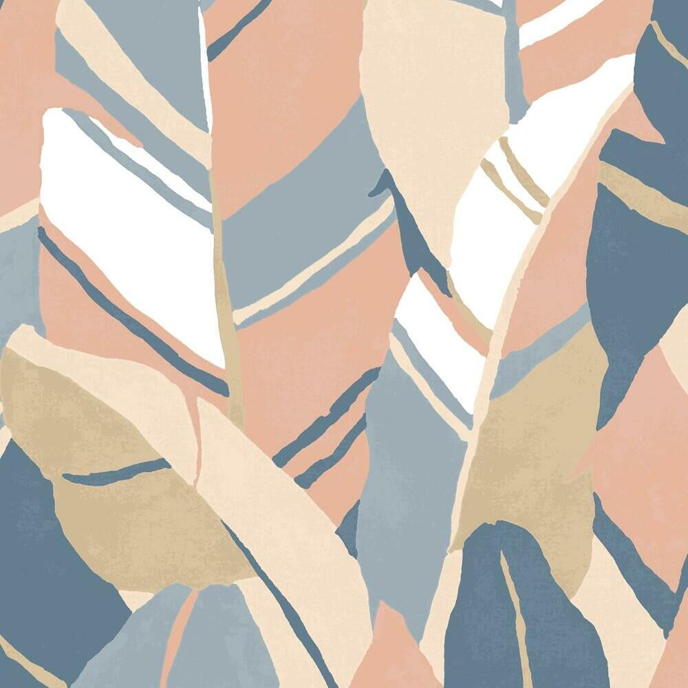 Blue and Beige Vinyl Tropical Peel and Stick Wallpaper Roll