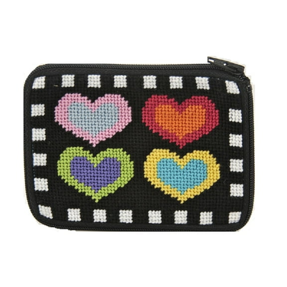 Hearts on Black Coin Purse