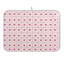 Hearts on Block Dish Drying Mat 16x18 Absorbent Microfiber Draining Rack Pad for Kitchen Counter Sink