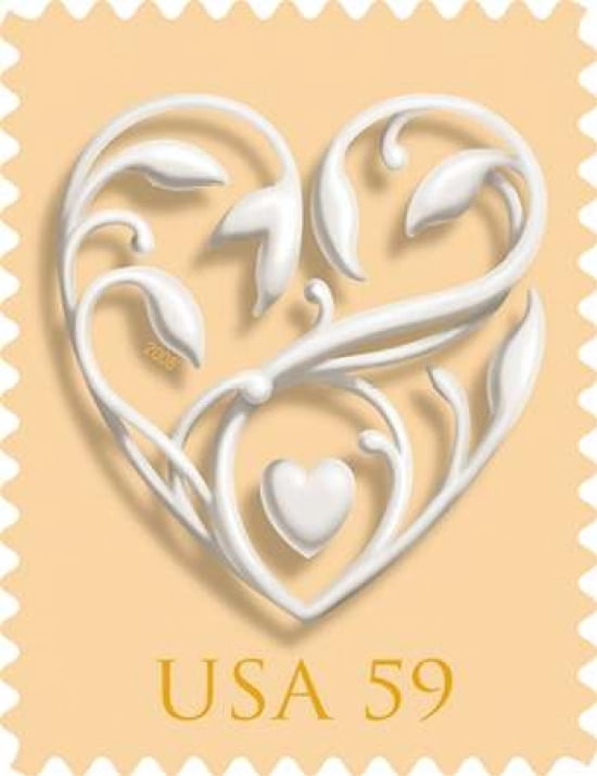 Hearts - orange Canvas Art - US POSTAL SERVICE (24 x 30)