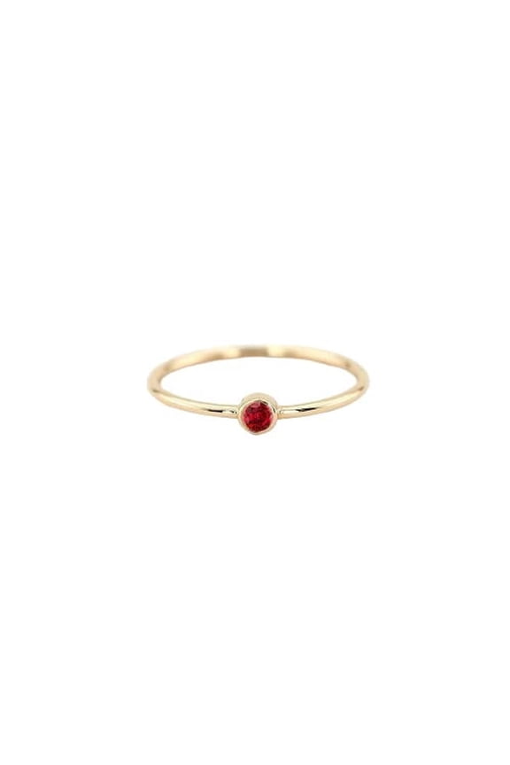 0.15ct Natural Round Pink Ruby Bezel Set Solitaire Ring 14k SOLID Yellow Gold