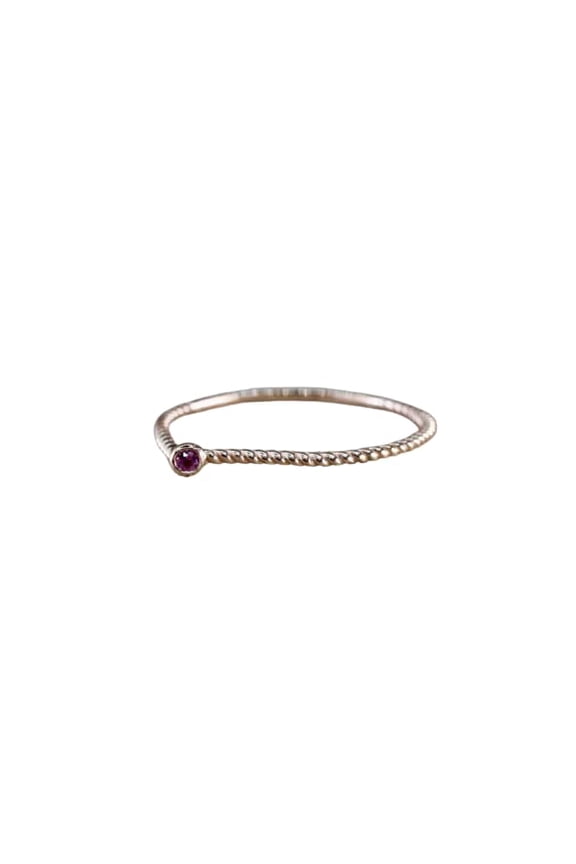0.1ct Natural Round Pink Ruby Braided Band Solitaire Ring 14k SOLID Rose Gold