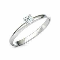 HeartsAndYou 0.25ct Engagement Ring for Women Round Cut Moissanite Solitaire Design 18k White Gold Over Silver