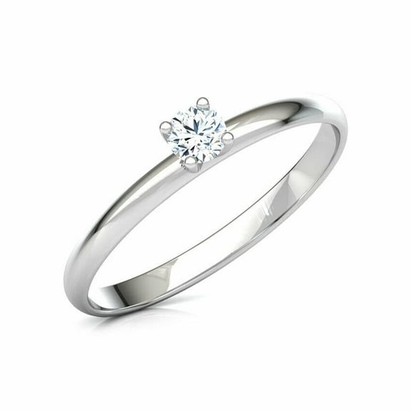 HeartsAndYou 0.25ct Engagement Ring for Women Round Cut Moissanite Solitaire Design 18k White Gold Over Silver