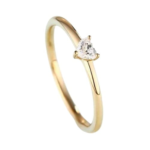 HeartsAndYou 0.2ct Heart Cut Moissanite Engagement Ring for Women Minimalist Promise 18k Yellow Gold Over Silver