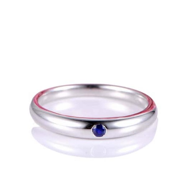 HeartsAndYou 0.2ct Natural Round Blue Sapphire Ring Solitaire Promise 14k SOLID White Gold