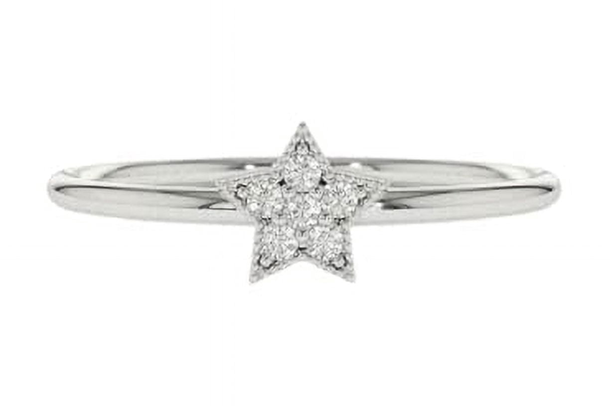 HeartsAndYou 0.35ct Round Moissanite Star Shaped Minimalist Engagement Ring for Women 18k White Gold Over Silver