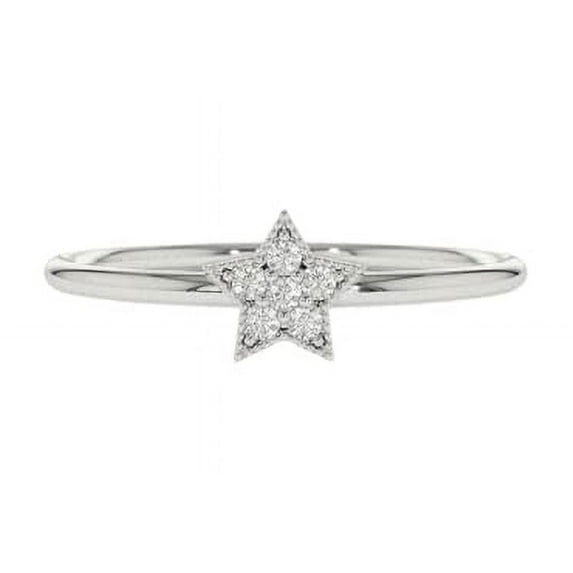 HeartsAndYou 0.35ct Round Moissanite Star Shaped Minimalist Engagement Ring for Women 18k White Gold Over Silver