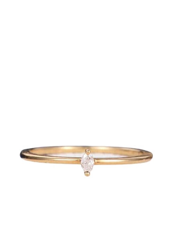 0.3ct Marquise Cut Moissanite Engagement Ring for Women Minimalist Petite 18k Yellow Gold Over Silver