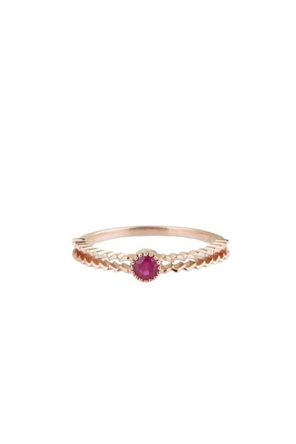 0.3ct Natural Pink Ruby Wedding Band Split Open Solitaire 14k SOLID Rose Gold