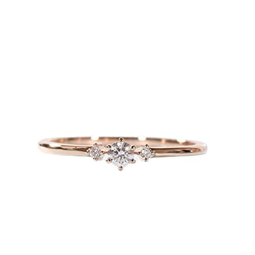 HeartsAndYou 0.4ct Round Cut Moissanite Engagement Ring for Women Minimalist Trilogy 18k Rose Gold Over Silver