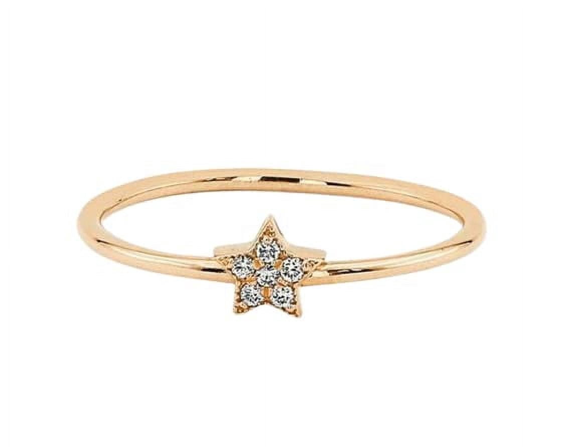 HeartsAndYou 0.5ct Engagement Ring for Women Round Moissanite Star Shaped Minimalist 18k Rose Gold Over Silver