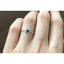 HeartsAndYou 0.5ct Natural Blue Sapphire & Diamond Ring Halo 100% REAL 14k SOLID White Gold