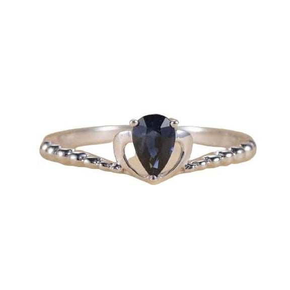 HeartsAndYou 0.5ct Natural Blue Sapphire Engagement Ring 100% 14k SOLID White Gold Stackable