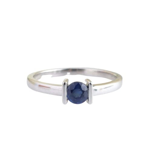 HeartsAndYou 0.5ct Natural Blue Sapphire Tension Set Solitaire Ring 100% 14k SOLID White Gold