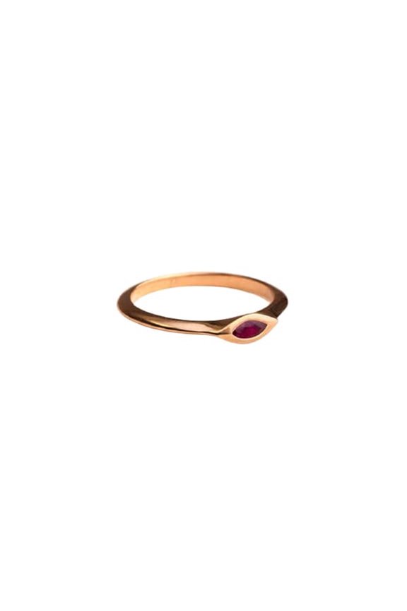 0.5ct Natural Marquise Ruby Engagement Ring Bezel Solitaire 14k SOLID Rose Gold