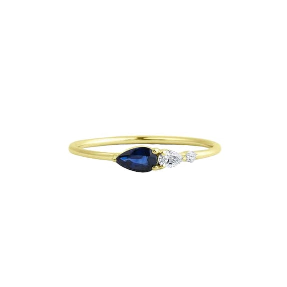 HeartsAndYou 0.5ct Natural Pear Sapphire Teardrop Minimalist Ring 100% 14k SOLID Yellow Gold