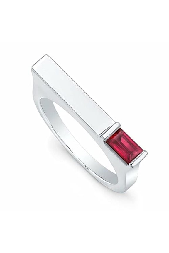 0.5ct Natural Pink Ruby Match Stick Engagement Ring 100% 14k SOLID White Gold