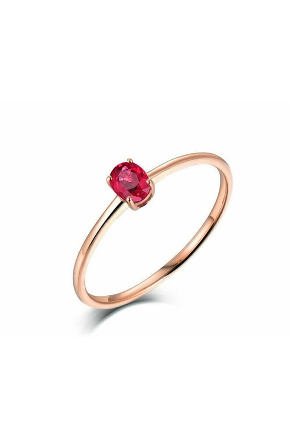 0.5ct Natural Pink Ruby Solitaire Petite Engagement Ring 14k SOLID Rose Gold