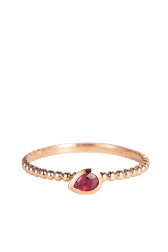 0.5ct Natural Ruby Bezel Set Beaded Ball Solitaire Ring 100% 14k SOLID Rose Gold