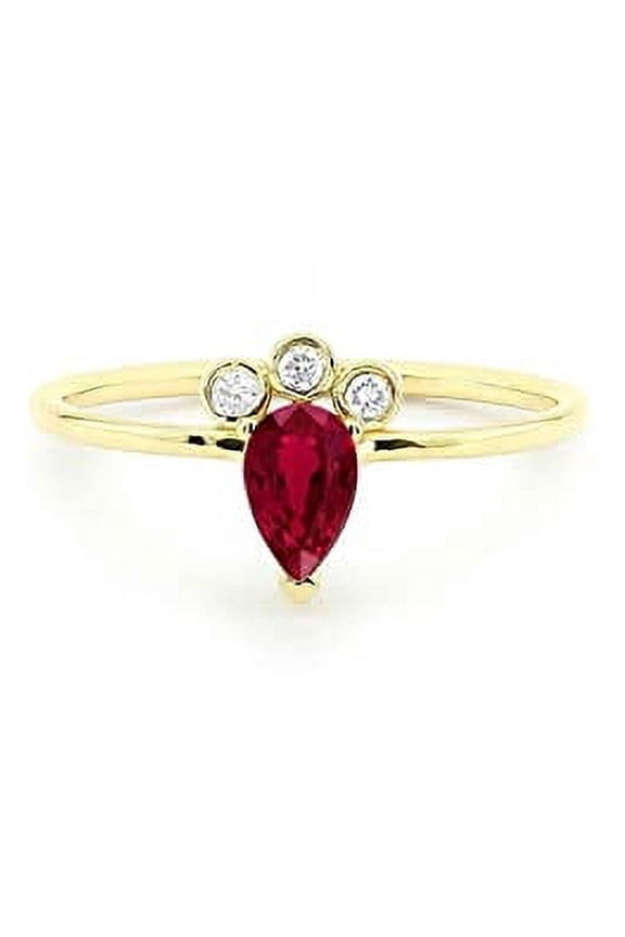 0.5ct Natural Ruby & Diamond Petite Minimalist Engage Ring 14k SOLID Yellow Gold