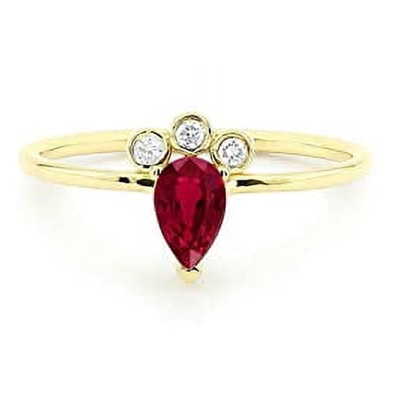 HeartsAndYou 0.5ct Natural Ruby & Diamond Petite Minimalist Engage Ring 14k SOLID Yellow Gold