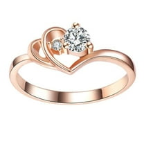 HeartsAndYou 0.5ct Round Cut Moissanite Engagement Ring for Women 18k Rose Gold Over Silver Stackable Solitaire