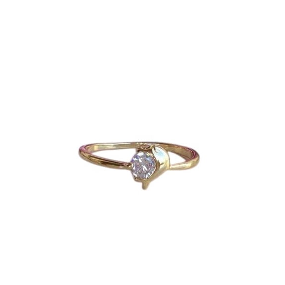 HeartsAndYou 0.5ct Round Cut Moissanite Engagement Ring for Women 18k Yellow Gold Over Silver Dolphin Animal