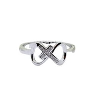 HeartsAndYou 0.5ct Round Cut Moissanite Engagement Ring for Women Infinity Criss Cross 18k White Gold Over Silver