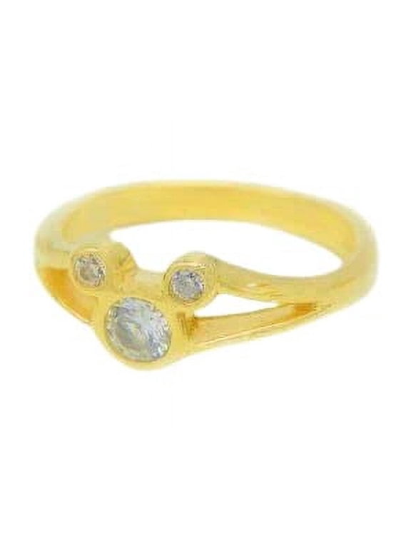 0.5ct Round Cut Moissanite Three Stone Mouse Design Ring 18k Yellow Gold Over Silver