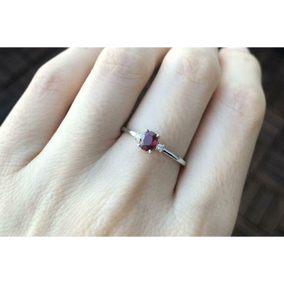 HeartsAndYou 0.65ct Natural Ruby Ring Trilogy 100% REAL 14k SOLID White Gold