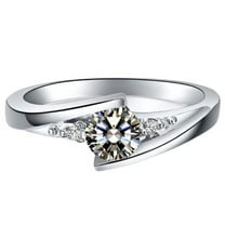 HeartsAndYou 0.6ct Round Cut Moissanite Engagement Ring for Women 18k White Gold Over Silver Classic Design Women