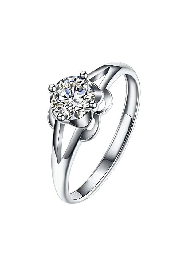 0.6ct Round Cut Moissanite Engagement Ring for Women 18k White Gold Over Silver Split Shank