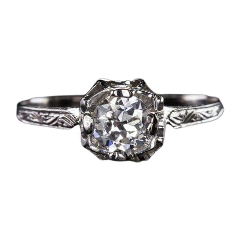 HeartsAndYou 0.75ct Round Cut Moissanite Vintage Inspired Antique Inspired Engagement Ring for Women 18k White Gold Over Silver