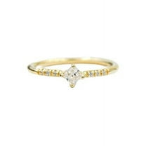 HeartsAndYou 0.7ct Princess Cut Moissanite Solitaire with Accent Ring 18k Yellow Gold Over Silver
