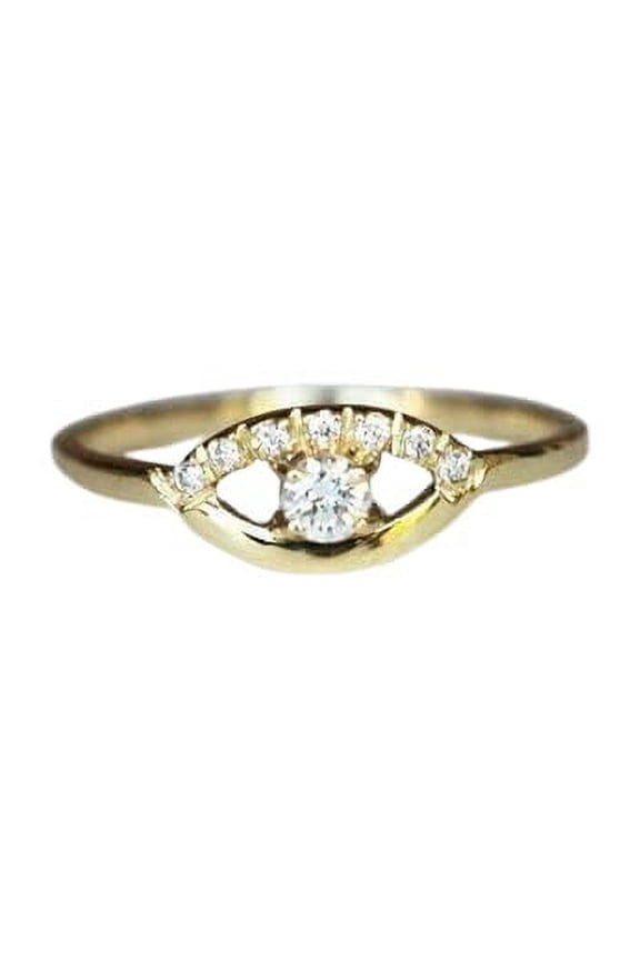 0.7ct Round Cut Moissanite Engagement Ring for Women 18k Yellow Gold Over Silver Devil Eye