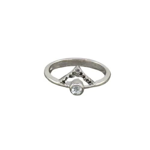 HeartsAndYou 0.9ct Engagement Ring for Women Round Cut Moissanite Crown Minimalist 18k White Gold Over Silver