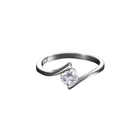 HeartsAndYou 0.9ct Round Cut Moissanite Engagement Ring for Women 18k White Gold Over Silver Solitaire for Women
