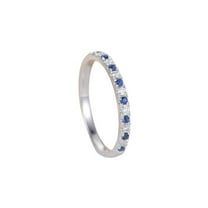 HeartsAndYou 1.09ct Natural Sapphire Diamond Wedding Band Half Eternity 14k SOLID White Gold