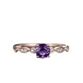 thumbnail image 1 of HeartsAndYou 1.17ct Natural Amethyst Diamond Solitaire with Accents Ring 14k SOLID Rose Gold, 1 of 9