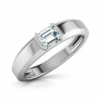 HeartsAndYou 1.1ct Engagement Ring for Women Emerald Cut Moissanite Solitaire Design 18k White Gold Over Silver