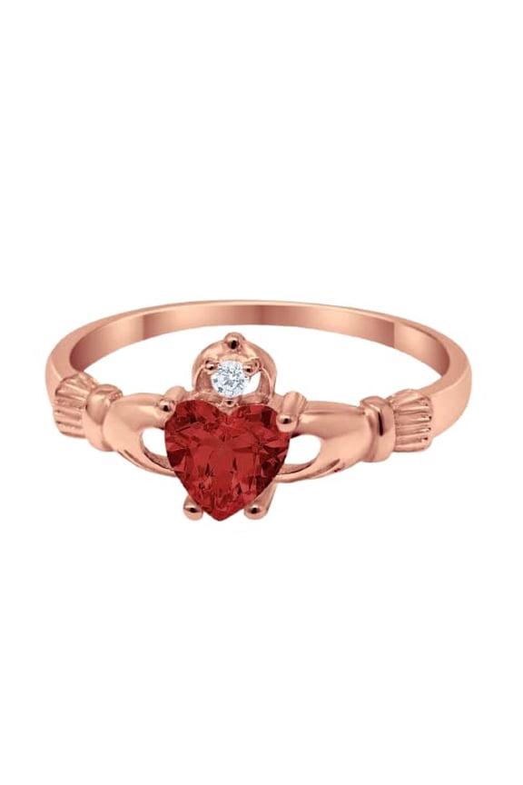 1.1ct Natural Red Garnet Claddagh Ring Irish Engagement 100% 14k SOLID Rose Gold