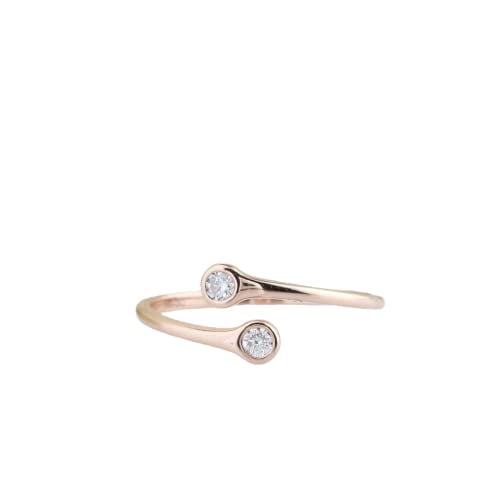 HeartsAndYou 1.25ct Round Cut Moissanite Engagement Ring for Women Two Stone Bypass 18k Rose Gold over Silver
