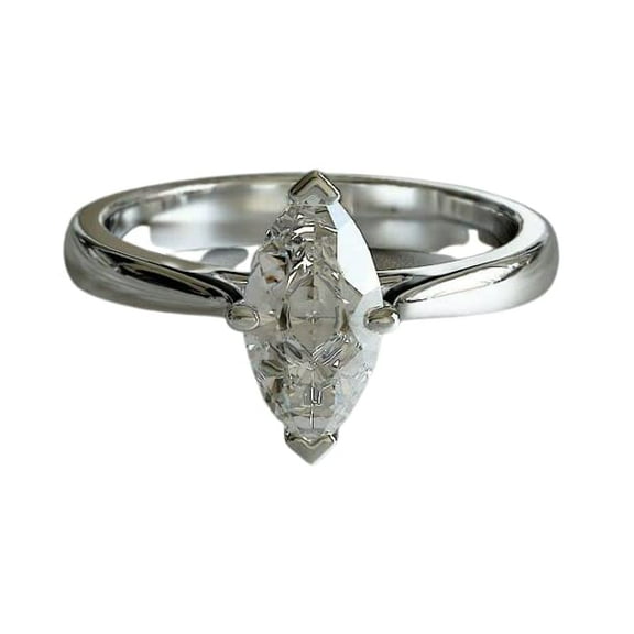 HeartsAndYou 1.2ct Marquise Cut Moissanite Engagement Ring for Women Solitaire 18k White Gold Over Silver