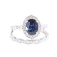 thumbnail image 1 of HeartsAndYou 1.2ct Natural Blue Sapphire Bridal Set Engagement Ring 100% 14k SOLID White Gold, 1 of 9