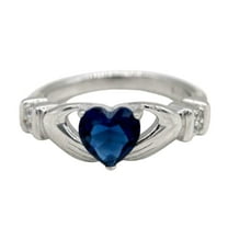 HeartsAndYou 1.2ct Natural Blue Sapphire Engagement Ring Claddagh Design 14k SOLID White Gold