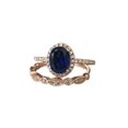 thumbnail image 1 of HeartsAndYou 1.2ct Natural Blue Sapphire Halo Bridal Set Engagement Ring 14k SOLID Rose Gold, 1 of 9
